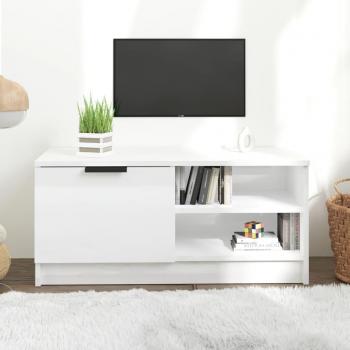Mueble de TV blanco pulido 80x35x45 cm madera multicapa