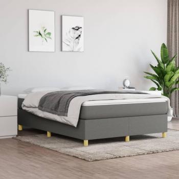 Cama box spring suave con colchón gris oscuro 140x200 cm tela