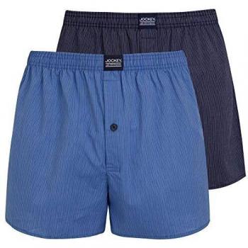 Bóxer de hombre Jockey - Pack de 2 unidades, algodón, talle medio con botón, azul y gris