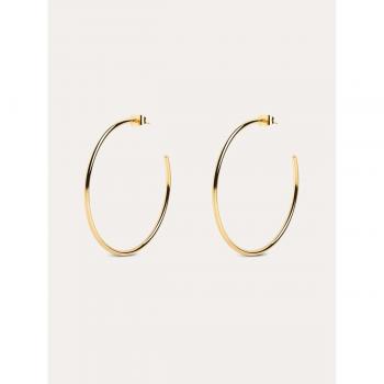 Pendientes Aro Ankara de Singularu - Elegantes Pendientes en Latón con Baño de Oro de 18 Kt y Cierre Tuerca a Presión
