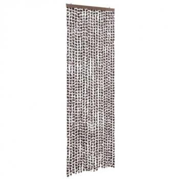 Cortina Antimoscas Chenilla Marrón y Blanco 56x200 cm