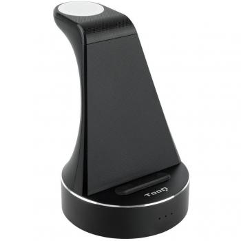 TooQ TQCD02W Base de Carga Inalámbrica para Apple Watch, iPhone y Smartphone, Negro