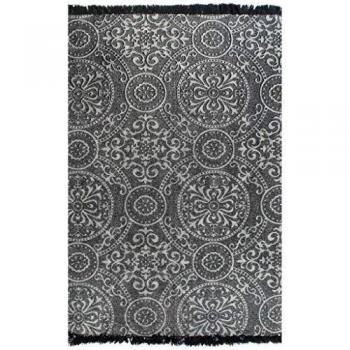 vidaXL Alfombra Algodón Kilim 120x180cm Estampado Gris Decoración Casa Hogar
