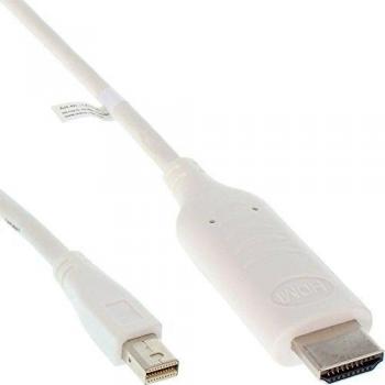 Cable Mini DisplayPort a HDMI 1m, 4K@60Hz UHD, audio, blanco, conector dorado