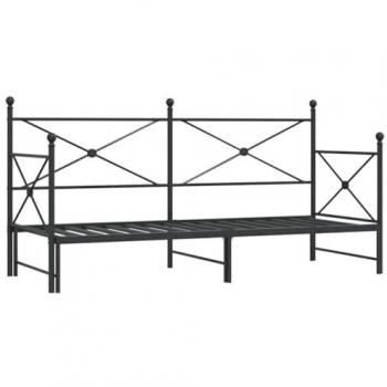 Black Steel Daybed with Trundle without Mattress 90x190 cm