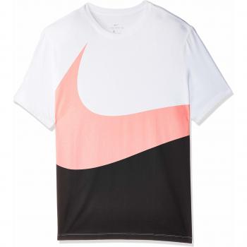 Nike M NSW tee Hbr Swoosh 1 Camiseta, Hombre, White/Black/Pink Gaze, 2XL