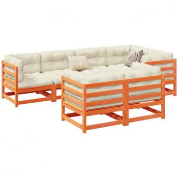 vidaXL 7 Piece Garden Sofa Set Wax Brown Solid Wood Pine