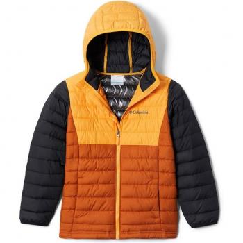 Columbia Chaqueta Powder Lite™ para niños, color amarillo, con capucha, ligera y aislante