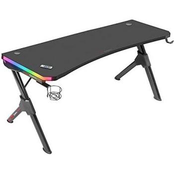 MarsGaming MGD140RGB - Mesa gaming RGB 140cm, soportes extra, alfombrilla total, color negro