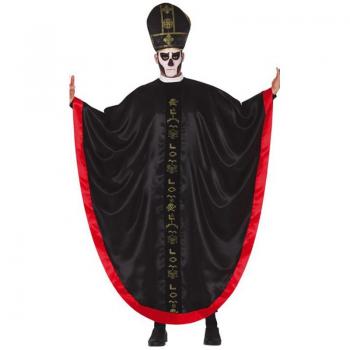 Disfraz Satanic Cardinal - Disfraces de Halloween para hombre Fiestas Guirca G79089, incluye túnica roja con detalles dorados, capa negra, collar y sombrero