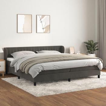 Cama box spring blanda con colchón de terciopelo gris oscuro 200x200 cm