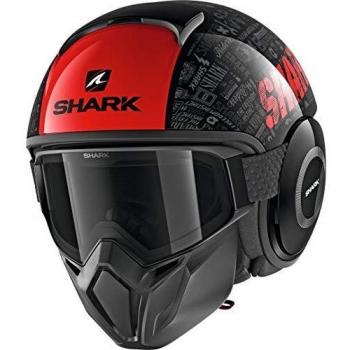 Shark Casco Jet Drak Street Tribute RM negro rojo Kra, talla XS