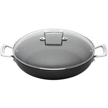 Le Creuset Cacerola de aluminio antiadherente con tapa, Ø 30 cm, libre de PFOA, para todas las fuentes de calor, incluso la inducción, antracita/plateado