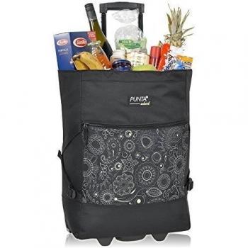 Carro de la compra Punta Wheel Trolley cesta para la compra Roller - Cream Paisley