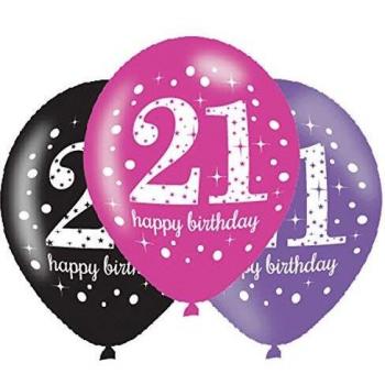 amscan 9900875 - Globos de látex para 21 cumpleaños