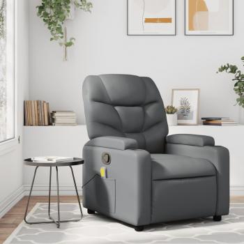Sillón de Masaje Reclinable de Cuero Sintético Gris Vidaxl