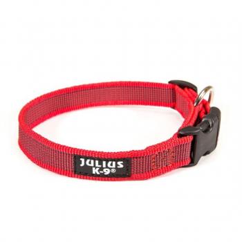 Collar para Perros Julius-K9 Color & Gray, Nylon, Rojo, Anilla Metálica, Ajustable 39-65 cm x 25 mm