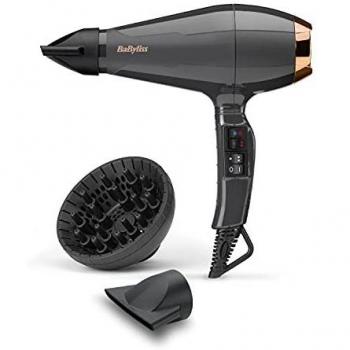 BaByliss 6719DE Secador De Pelo Italian Air Pro 2200, Secador Iónico, 2 Boquillas Y Difusor, Motor Profesional, Aire Frío Bloqueable, Gris Antracita