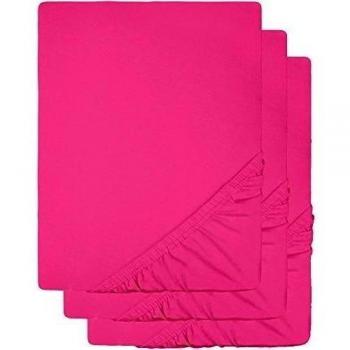 CelinaTex Lucina bebés niños sábanas Ajustables Camas para bebé Camas para niños algodón 3er-Set 60x120-70x140 cm Rosa