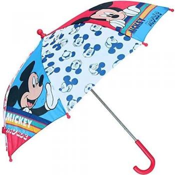 Kid Licensing Paraguas 46CM Auto Mickey, Juventud Unisex, Multicolor (Multicolor), Talla Única