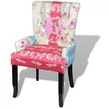 vidaXL Sillón Estilo Francés con Diseño de Retales Patchwork de Tela y Madera