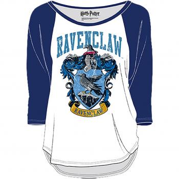 Damas Harry Potter Ravenclaw Longsleeve Cresta Azul a Blanco - L