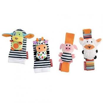 Nikidom - Sonajeros Pies y Muñecas Farm - Regalos para Bebé - Diseños Divertidos - Estimulación Temprana para Niños - A Partir de 0+ - Horas de Entretenimiento - Producto Seguro