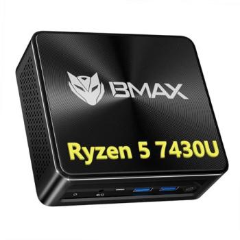 Mini PC BMAX B7A Pro - AMD Ryzen 5 7430U, 6 Núcleos hasta 4.3GHz, 16GB RAM, 512GB SSD, Triple Pantalla 4K, WiFi