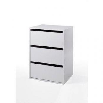 Cómoda Blanca de 3 Cajones, Dimensiones 39,9x70,2x51 cm, Madera Melaminica