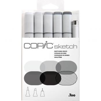 Copic Sketch Marker Set - 6 Piece Gray Tones