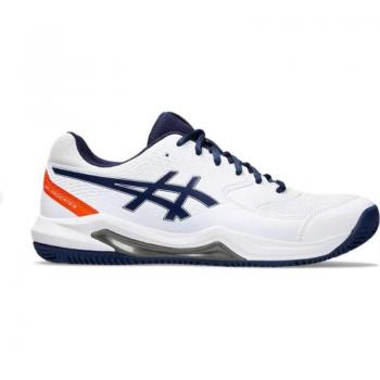 ASICS Gel-Dedicate 8 Zapatilla de Tenis para Hombre - Color Blanco y Azul Oscuro, Modelo 1041A448-102