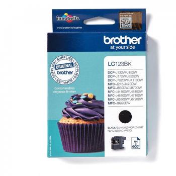 Brother LC123BK Cartucho de Tinta Original Negro, Alta Capacidad 600 Páginas, Compatible con MFC-J4510DW/J4410DW y DCP-J4110DW