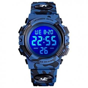 Reloj niños, Reloj Para Niños Digital Sport Multifunción Cronógrafo LED 50M Impermeable Alarma Reloj analógico Para Niños Con Banda De Silicona Militar