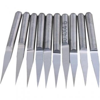 cnbtr 10 Degree 0,1 mm carburo grabado Bits CNC Router Herramienta con parte inferior plana