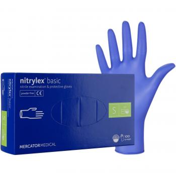 Guantes desechables MERCATOR Nitrylex Basic sin polvo, talla S, 100 uds