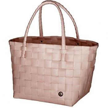 Handed By Unek Goods Paris Style - Tejido de las compras de comestibles Tote Bag, reciclado, reutilizable, hecho a mano, Nude/Pale Pink