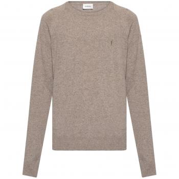 Saint Laurent Men's Beige Cashmere Crewneck Sweater - Size S