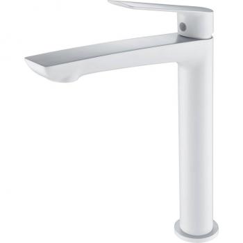 Grifo monomando alto para lavabo Luxor Imex - Color blanco mate, modelo BDX023-3BL