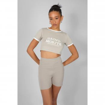 RIBBED CYCLING SHORTS STONE