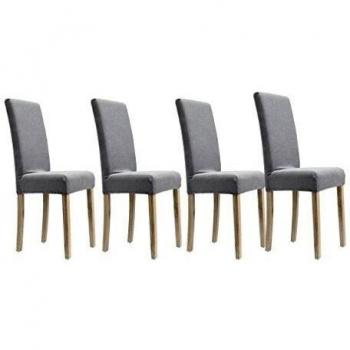 4 x Auralum® Fundas para sillas, fundas elásticas, cubiertas para sillas,Cubierta de Asiento Funda de Silla Comedor,5% Spandex + 95% Poliéster,bielástico Extraíble funda, muy fácil de limpiar, duradera - Gris