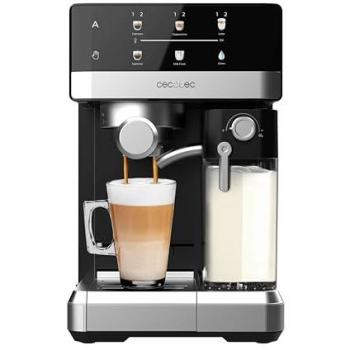 Cafetera Express Semiautomática Táctil Cecotec Power Espresso 20 Touch & Cream con Depósito de Leche, 1350W, Sistema Thermoblock, 20 Bares de Presión y Boquilla Espumadora