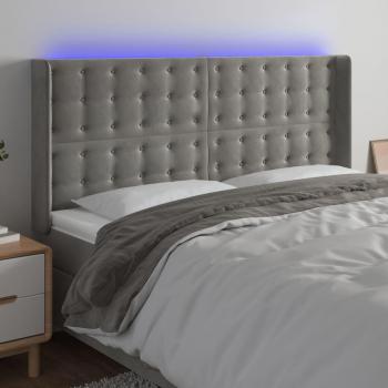 Cabecero LED de Terciopelo Gris Claro 163x16x128 cm con Iluminación Integrada