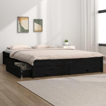Cama con cajones negro 140x190 cm