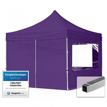 Carpa Plegable 3x3m Aluminio ECONOMY 32mm, con Laterales y Ventanas Panorámicas, Color Lila