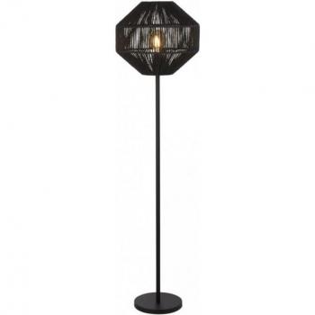 Lámpara de pie de mimbre negro, 1 luz, 1 litro