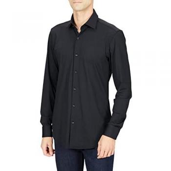 Camisa de Negocios Slim Fit HUGO Modelo 'KENNO' Negra Talla 42
