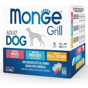Monge Multi Pouches para Perro de Ternera/Pescado/Pollo y Pavo