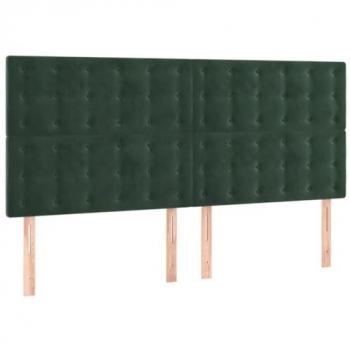 Cabecero de cama tapizado en terciopelo verde oscuro con luces LED 180x5x118/128 cm