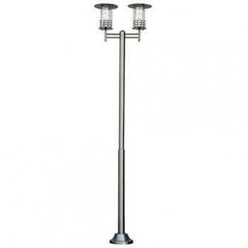 Farola exterior 'Miko' (Moderno) en Gris hecho de Acero (2 llamas, E27) de Lindby | candelabro, lámpara para exterior