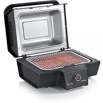 Barbacoa Eléctrica Severin SEVO SMART CONTROL PG 8138 - 3000 W, Control Inteligente, Calentamiento Rápido hasta 500°C, con Tapa y Pantalla OLED